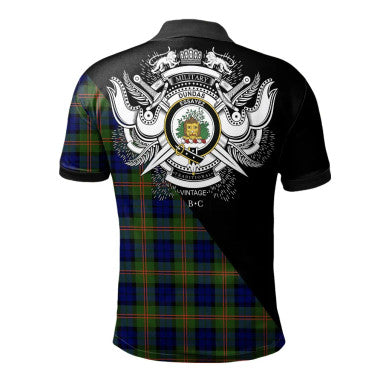 Scottish Dundas Modern Clan Crest Tartan Polo Shirt - Military Logo Back Side Tartan Plaid