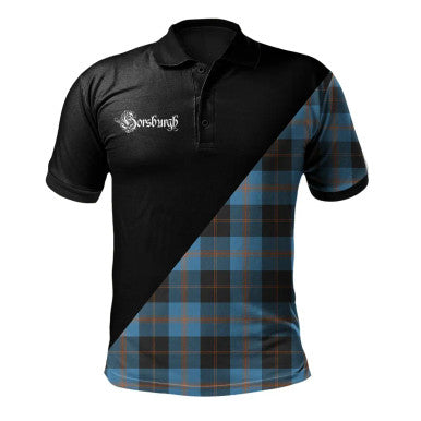 Scottish Durie Clan Crest Tartan Polo Shirt - Military Logo Front Side Tartan Plaid