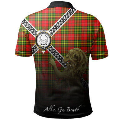 Scottish Leask Clan Crest Tartan Polo Shirt - Celtic with Scotland Lion Back Side Tartan Plaid