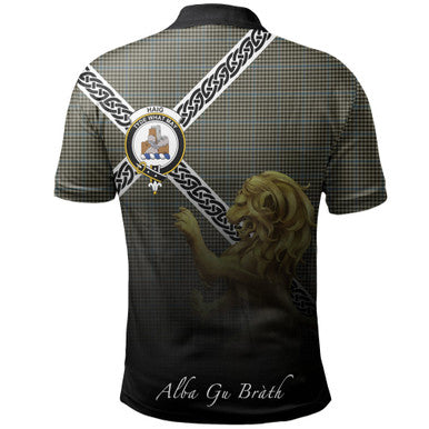 Scottish Haig Check Clan Crest Tartan Polo Shirt - Celtic with Scotland Lion Back Side Tartan Plaid