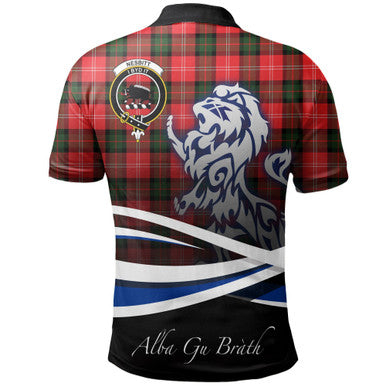 Scottish Nesbitt Modern Clan Crest Tartan Polo Shirt - Scotland Lion Back Side Tartan Plaid