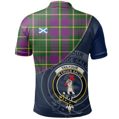 Scottish Tailyour Clan Crest Tartan Polo Shirt - Bend Style Back Side Tartan Plaid