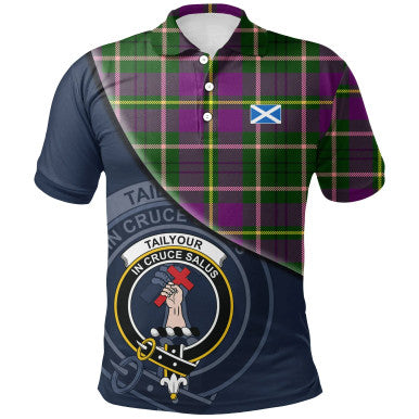 Scottish Tailyour Clan Crest Tartan Polo Shirt - Bend Style Front Side Tartan Plaid