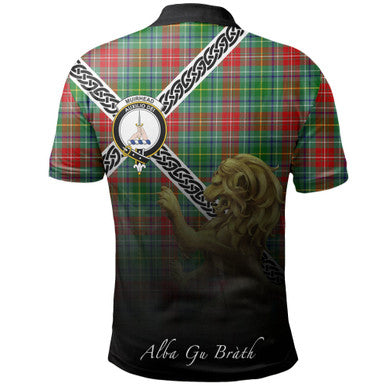 Scottish Muirhead Clan Crest Tartan Polo Shirt - Celtic with Scotland Lion Back Side Tartan Plaid