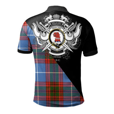 Scottish Fairlie Modern Clan Crest Tartan Polo Shirt - Military Logo Back Side Tartan Plaid