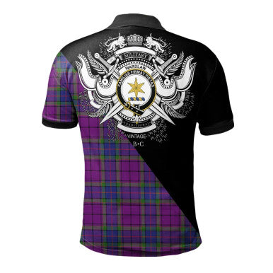 Scottish Forsyth Modern Clan Crest Tartan Polo Shirt - Military Logo Back Side Tartan Plaid