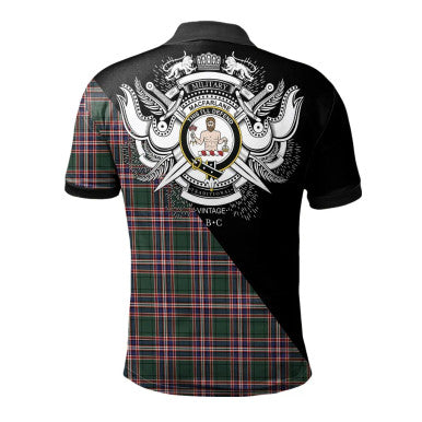 Scottish Farquharson Modern Clan Crest Tartan Polo Shirt - Military Logo Back Side Tartan Plaid
