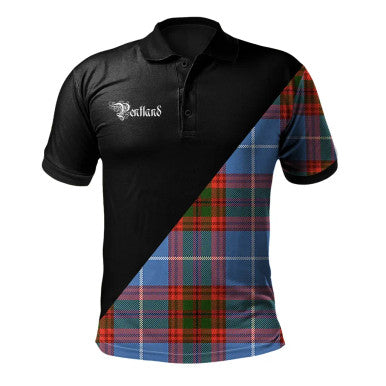 Scottish Fairlie Modern Clan Crest Tartan Polo Shirt - Military Logo Front Side Tartan Plaid