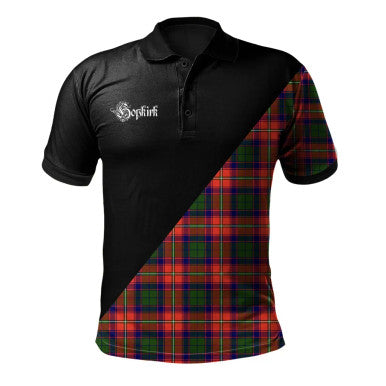 Scottish Forbes Modern Clan Crest Tartan Polo Shirt - Military Logo Front Side Tartan Plaid