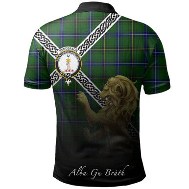 Scottish Henderson Modern Clan Crest Tartan Polo Shirt - Celtic with Scotland Lion Back Side Tartan Plaid