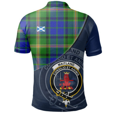 Scottish Maitland Clan Crest Tartan Polo Shirt - Bend Style Back Side Tartan Plaid
