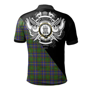 Scottish Fletcher Modern Clan Crest Tartan Polo Shirt - Military Logo Back Side Tartan Plaid