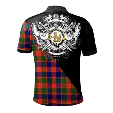Scottish Fraser Hunting Modern Clan Crest Tartan Polo Shirt - Military Logo Back Side Tartan Plaid