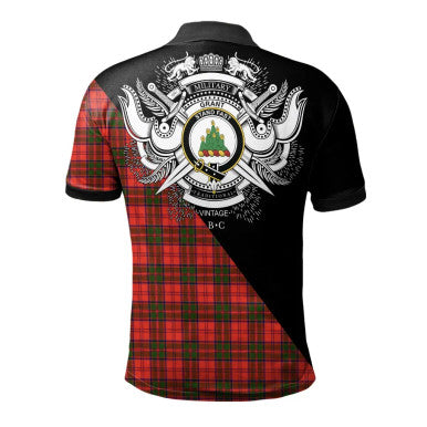 Scottish Galbraith Modern Clan Crest Tartan Polo Shirt - Military Logo Back Side Tartan Plaid
