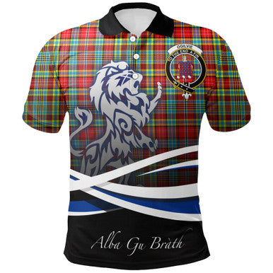 Scottish Ogilvie Clan Crest Tartan Polo Shirt - Scotland Lion Front Side Tartan Plaid