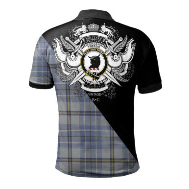 Scottish Galloway Clan Crest Tartan Polo Shirt - Military Logo Back Side Tartan Plaid