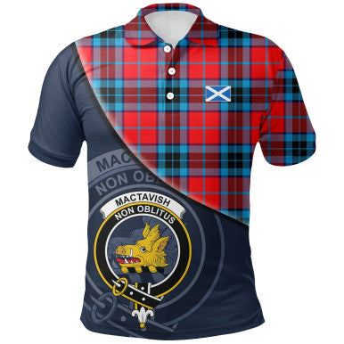 Scottish MacTavish Modern Clan Crest Tartan Polo Shirt - Bend Style Front Side Tartan Plaid