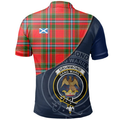 Scottish Drummond of Perth Clan Crest Tartan Polo Shirt - Bend Style Back Side Tartan Plaid