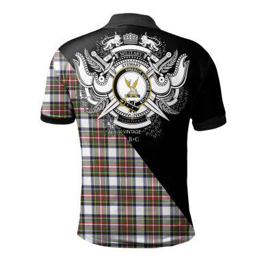 Scottish Gartshore Clan Crest Tartan Polo Shirt - Military Logo Back Side Tartan Plaid