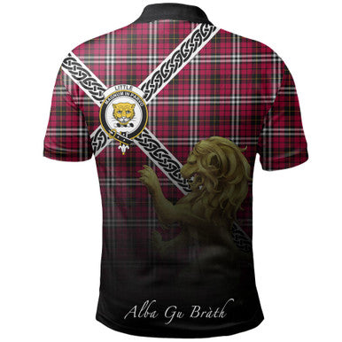 Scottish Little Clan Crest Tartan Polo Shirt - Celtic with Scotland Lion Back Side Tartan Plaid