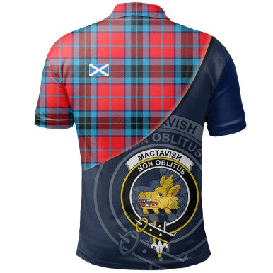 Scottish MacTavish Modern Clan Crest Tartan Polo Shirt - Bend Style Back Side Tartan Plaid