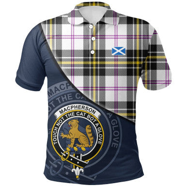 Scottish MacPherson Dress Modern Clan Crest Tartan Polo Shirt - Bend Style Front Side Tartan Plaid