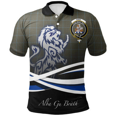 Scottish Haig Check Clan Crest Tartan Polo Shirt - Scotland Lion Front Side Tartan Plaid