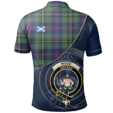 Scottish Wood Modern Clan Crest Tartan Polo Shirt - Bend Style Back Side Tartan Plaid