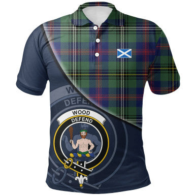 Scottish Wood Modern Clan Crest Tartan Polo Shirt - Bend Style Front Side Tartan Plaid