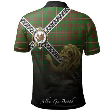 Scottish MacKinnon Hunting Modern Clan Crest Tartan Polo Shirt - Celtic with Scotland Lion Back Side Tartan Plaid