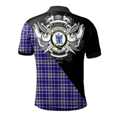 Scottish Ged Clan Crest Tartan Polo Shirt - Military Logo Back Side Tartan Plaid