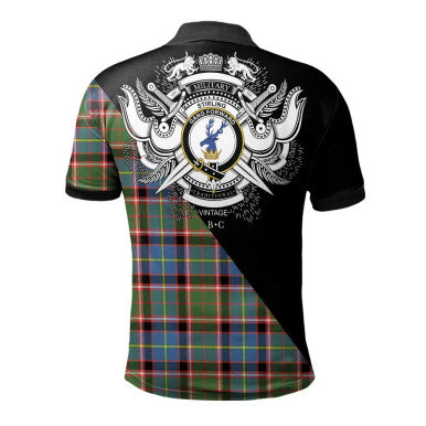 Scottish Gow Modern Clan Crest Tartan Polo Shirt - Military Logo Back Side Tartan Plaid