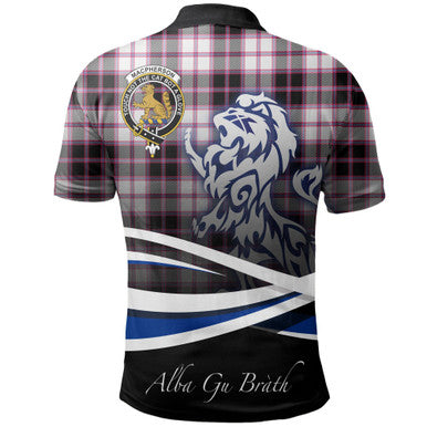 Scottish MacPherson Hunting Modern Clan Crest Tartan Polo Shirt - Scotland Lion Back Side Tartan Plaid