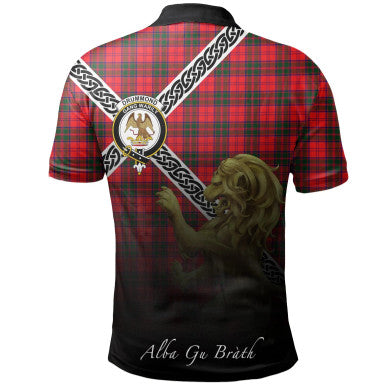 Scottish Drummond Modern Clan Crest Tartan Polo Shirt - Celtic with Scotland Lion Back Side Tartan Plaid