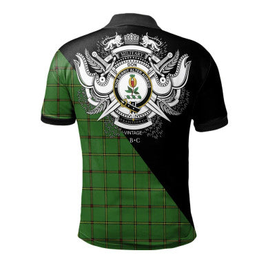 Scottish Gow of Skeoch Clan Crest Tartan Polo Shirt - Military Logo Back Side Tartan Plaid
