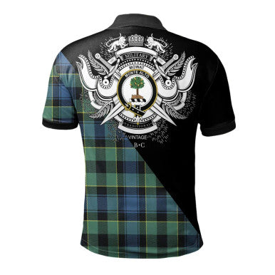 Scottish Graham of Menteith Modern Clan Crest Tartan Polo Shirt - Military Logo Back Side Tartan Plaid