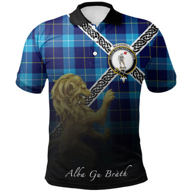 Scottish McKerrell Clan Crest Tartan Polo Shirt - Celtic with Scotland Lion Front Side Tartan Plaid