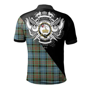 Scottish Graham of Menteith Red Clan Crest Tartan Polo Shirt - Military Logo Back Side Tartan Plaid