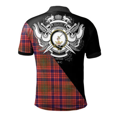 Scottish Grant Modern Clan Crest Tartan Polo Shirt - Military Logo Back Side Tartan Plaid