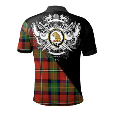 Scottish Gray Hunting Clan Crest Tartan Polo Shirt - Military Logo Back Side Tartan Plaid