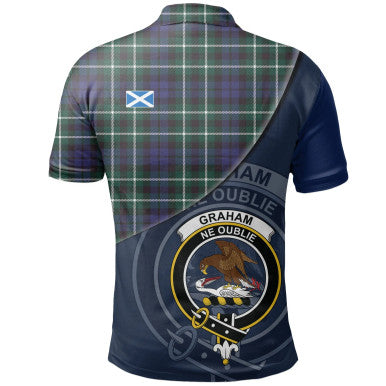 Scottish Graham of Montrose Modern Clan Crest Tartan Polo Shirt - Bend Style Back Side Tartan Plaid