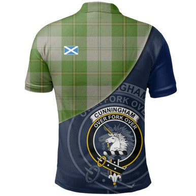 Scottish Cunningham Dress Green Dancers Clan Crest Tartan Polo Shirt - Bend Style Back Side Tartan Plaid