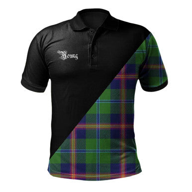Scottish Gray Clan Crest Tartan Polo Shirt - Military Logo Front Side Tartan Plaid
