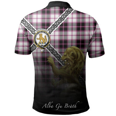 Scottish MacPherson Hunting Modern Clan Crest Tartan Polo Shirt - Celtic with Scotland Lion Back Side Tartan Plaid