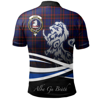 Scottish Home Modern Clan Crest Tartan Polo Shirt - Scotland Lion Back Side Tartan Plaid