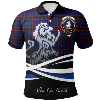 Scottish Home Modern Clan Crest Tartan Polo Shirt - Scotland Lion Front Side Tartan Plaid