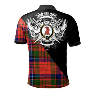 Scottish Hamilton Hunting Modern Clan Crest Tartan Polo Shirt - Military Logo Back Side Tartan Plaid