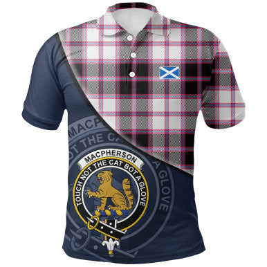 Scottish MacPherson Hunting Modern Clan Crest Tartan Polo Shirt - Bend Style Front Side Tartan Plaid