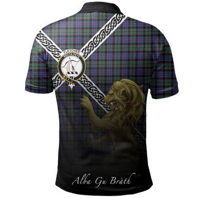Scottish Fletcher Modern Clan Crest Tartan Polo Shirt - Celtic with Scotland Lion Back Side Tartan Plaid