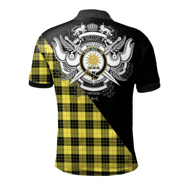 Scottish Halkett Clan Crest Tartan Polo Shirt - Military Logo Back Side Tartan Plaid